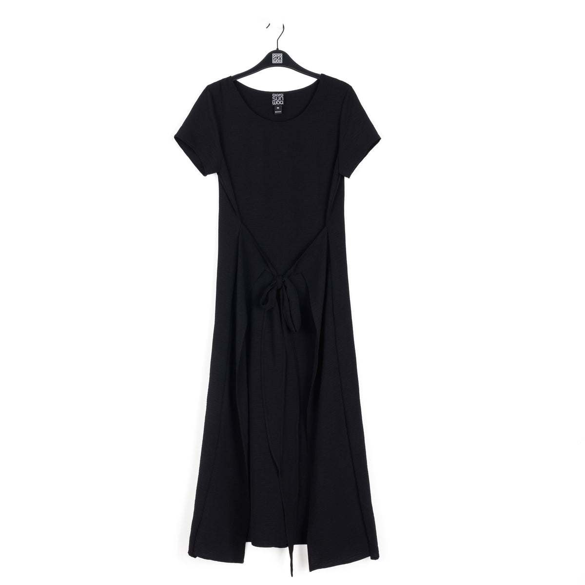 Clara Sunwoo Classic - Soft Textured Rayon - Tie Wrap Overlay Midi Dress - Black - Final Sale!