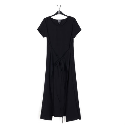 Clara Sunwoo Classic - Soft Textured Rayon - Tie Wrap Overlay Midi Dress - Black - Final Sale!