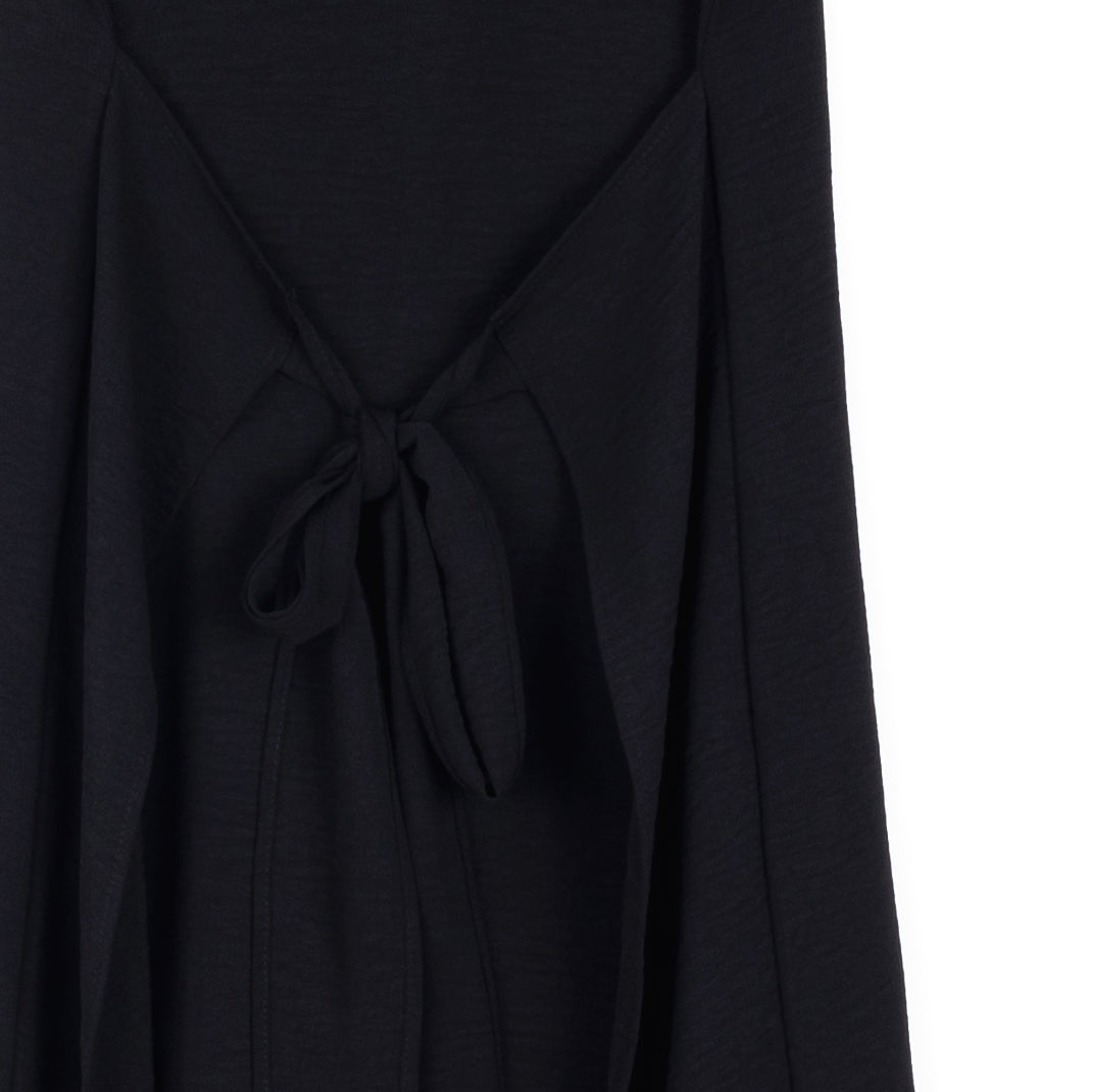 Clara Sunwoo Classic - Soft Textured Rayon - Tie Wrap Overlay Midi Dress - Black - Final Sale!
