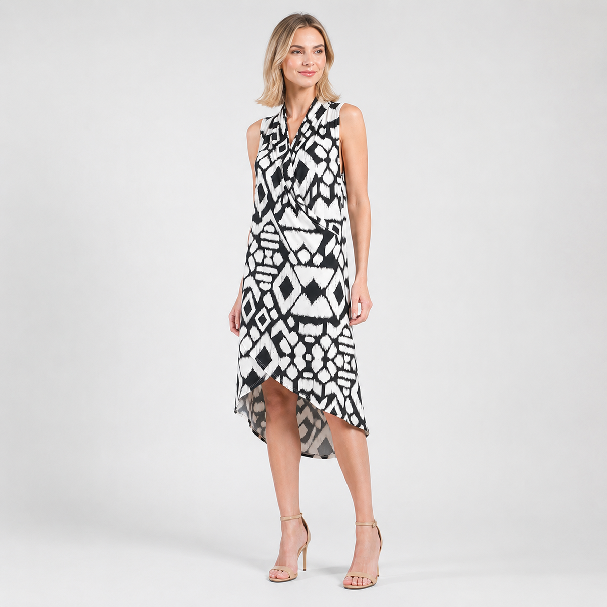 Clara Sunwoo Sale - Crinkle Pleat Knit - Crossover Tulip Hem Dress - Aztec - Final Sale!
