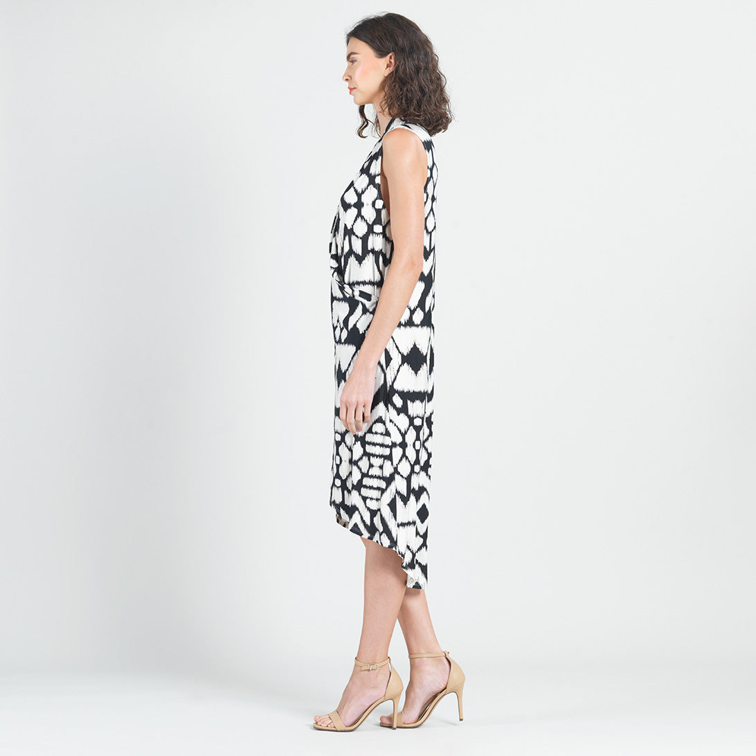 Clara Sunwoo Sale - Crinkle Pleat Knit - Crossover Tulip Hem Dress - Aztec - Final Sale!