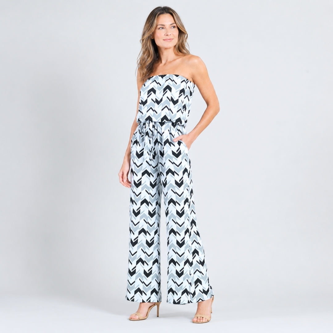Clara Sunwoo Popular - Tube Top Pocket Jumpsuit - Chevron Stripe - Final Sale!
