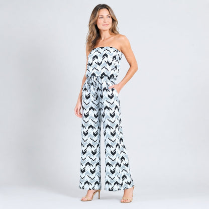 Clara Sunwoo Popular - Tube Top Pocket Jumpsuit - Chevron Stripe - Final Sale!
