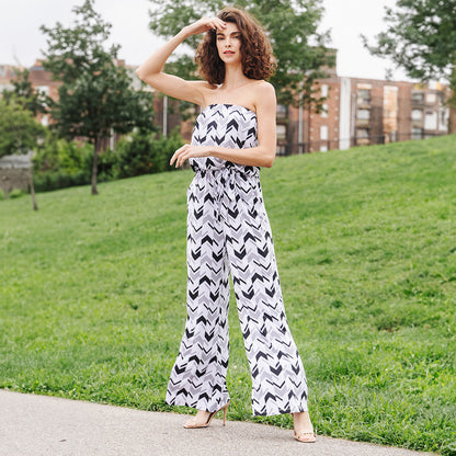 Clara Sunwoo Popular - Tube Top Pocket Jumpsuit - Chevron Stripe - Final Sale!