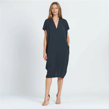 Clara Sunwoo Value - Textured Rayon - Caftan Pocket Dress - Black - Final Sale