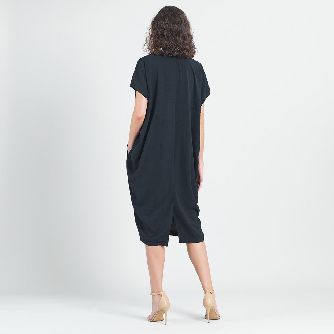 Clara Sunwoo Value - Textured Rayon - Caftan Pocket Dress - Black - Final Sale