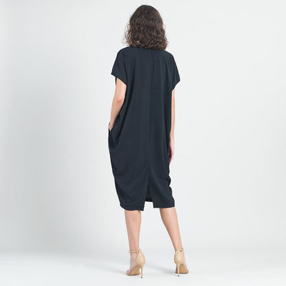 Clara Sunwoo Value - Textured Rayon - Caftan Pocket Dress - Black - Final Sale