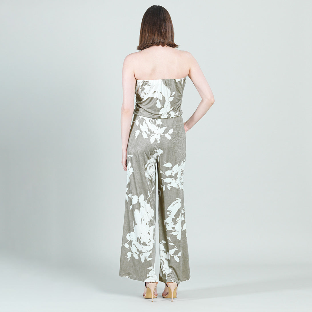 Clara Sunwoo Signature - Crush Silk Knit - Tube Top Pocket Jumpsuit - Dreamy Floral-Taupe - Final Sale!