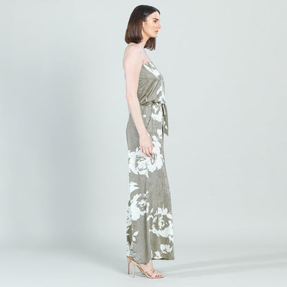Clara Sunwoo Signature - Crush Silk Knit - Tube Top Pocket Jumpsuit - Dreamy Floral-Taupe - Final Sale!