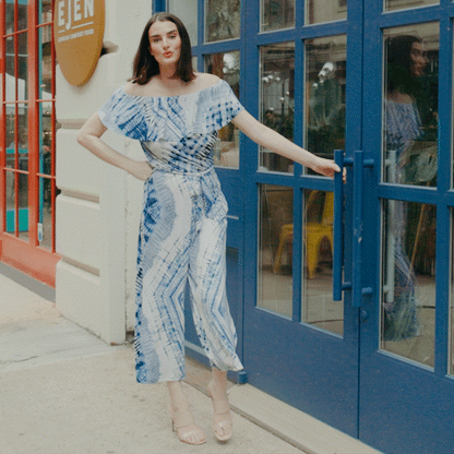 Clara Sunwoo Trusted - Ruffle Off Shoulder Pocket Jumpsuit - Acid Wash - Final Sale!