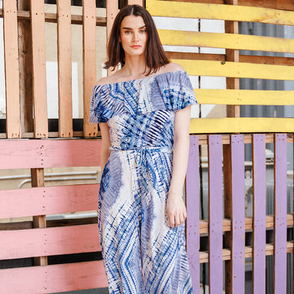 Clara Sunwoo Trusted - Ruffle Off Shoulder Pocket Jumpsuit - Acid Wash - Final Sale!