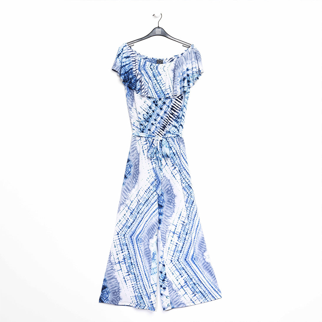 Clara Sunwoo Trusted - Ruffle Off Shoulder Pocket Jumpsuit - Acid Wash - Final Sale!