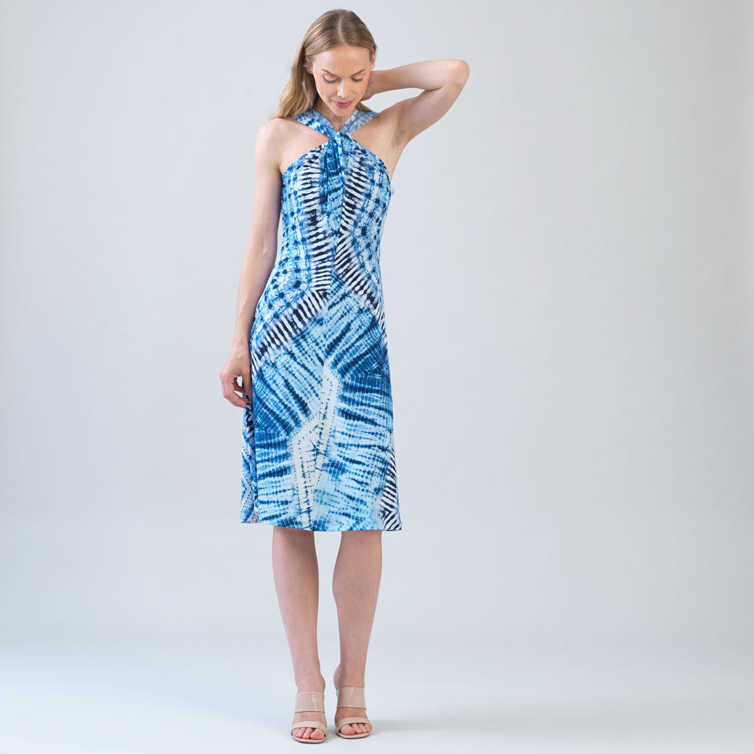 Clara Sunwoo Classic - Grecian Halter Swing Dress - Acid Wash - Final Sale!
