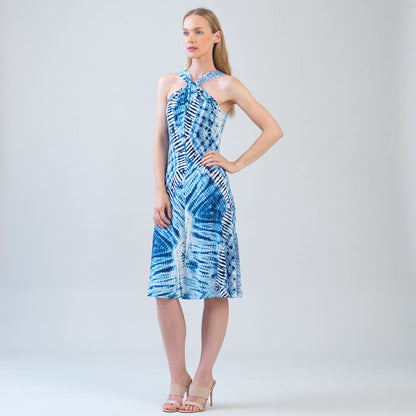 Clara Sunwoo Classic - Grecian Halter Swing Dress - Acid Wash - Final Sale!
