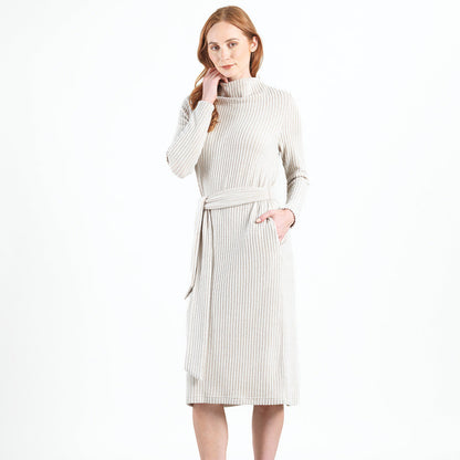Clara Sunwoo Value - Chunky Ribbed - Tie Waist Pocket Midi Sweater Dress - Sand - Final Sale!