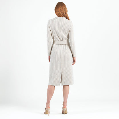 Clara Sunwoo Value - Chunky Ribbed - Tie Waist Pocket Midi Sweater Dress - Sand - Final Sale!
