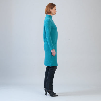 Clara Sunwoo Special Offer - Chunky Ribbed - Tunic Pocket Sweater Dress - Teal - Final Sale!