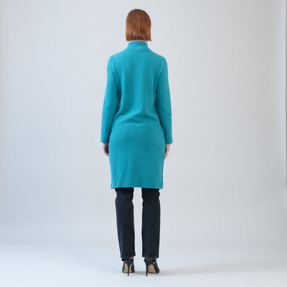 Clara Sunwoo Special Offer - Chunky Ribbed - Tunic Pocket Sweater Dress - Teal - Final Sale!