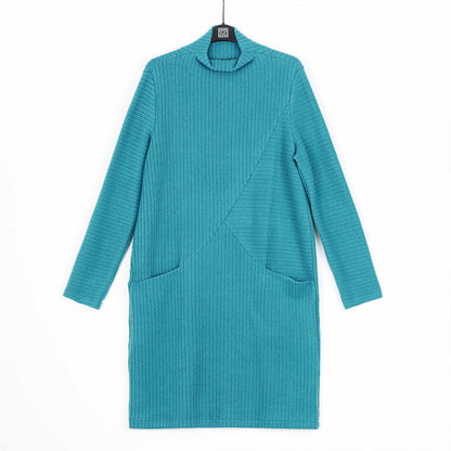Clara Sunwoo Special Offer - Chunky Ribbed - Tunic Pocket Sweater Dress - Teal - Final Sale!