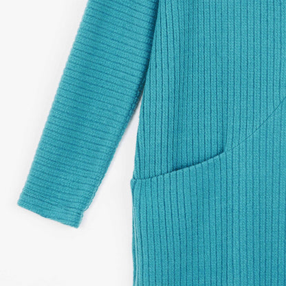 Clara Sunwoo Special Offer - Chunky Ribbed - Tunic Pocket Sweater Dress - Teal - Final Sale!
