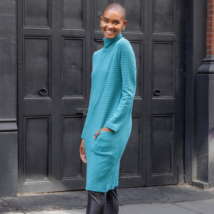 Clara Sunwoo Special Offer - Chunky Ribbed - Tunic Pocket Sweater Dress - Teal - Final Sale!