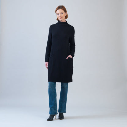 Clara Sunwoo Latest - Chunky Ribbed - Tunic Pocket Sweater Dress - Black - Final Sale!