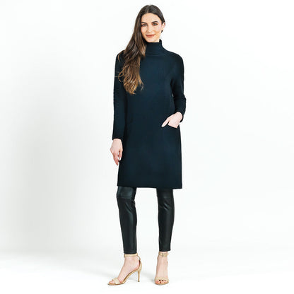 Clara Sunwoo Latest - Chunky Ribbed - Tunic Pocket Sweater Dress - Black - Final Sale!