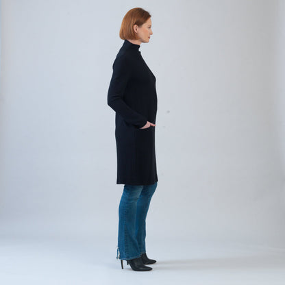 Clara Sunwoo Latest - Chunky Ribbed - Tunic Pocket Sweater Dress - Black - Final Sale!