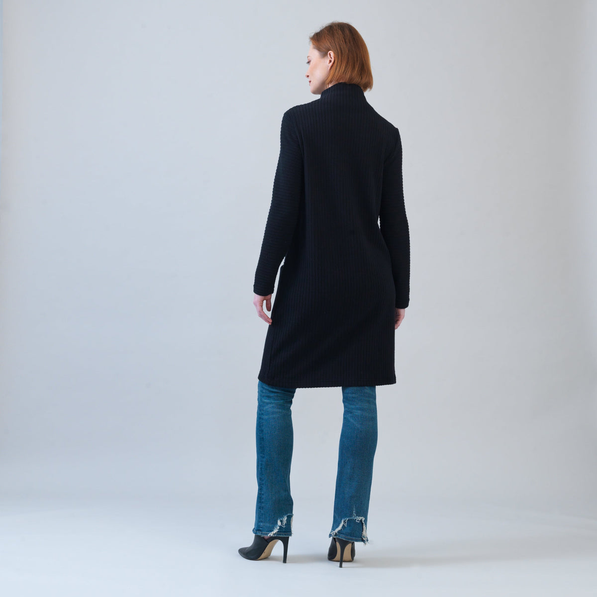 Clara Sunwoo Latest - Chunky Ribbed - Tunic Pocket Sweater Dress - Black - Final Sale!