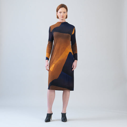 Clara Sunwoo Quality - Tie Waist Pocket Midi Dress - Tan Watercolor - Final Sale!