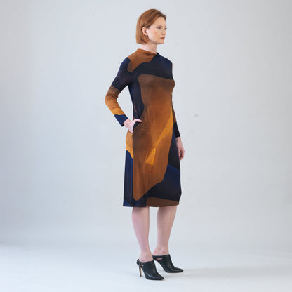 Clara Sunwoo Quality - Tie Waist Pocket Midi Dress - Tan Watercolor - Final Sale!