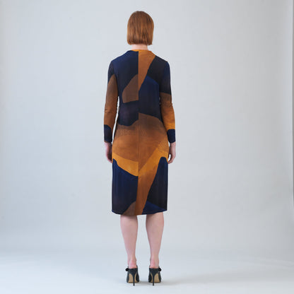 Clara Sunwoo Quality - Tie Waist Pocket Midi Dress - Tan Watercolor - Final Sale!
