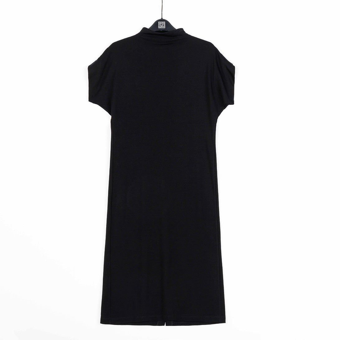 Clara Sunwoo Best Price - Lightweight Ponte - High Neck Cap Sleeve Midi Dress - Black - Final Sale!
