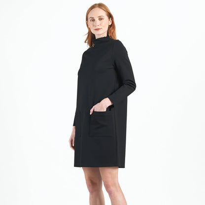 Clara Sunwoo Value - Ponte Knit - Funnel Neck Tunic Sweater Dress - Black - Final Sale!