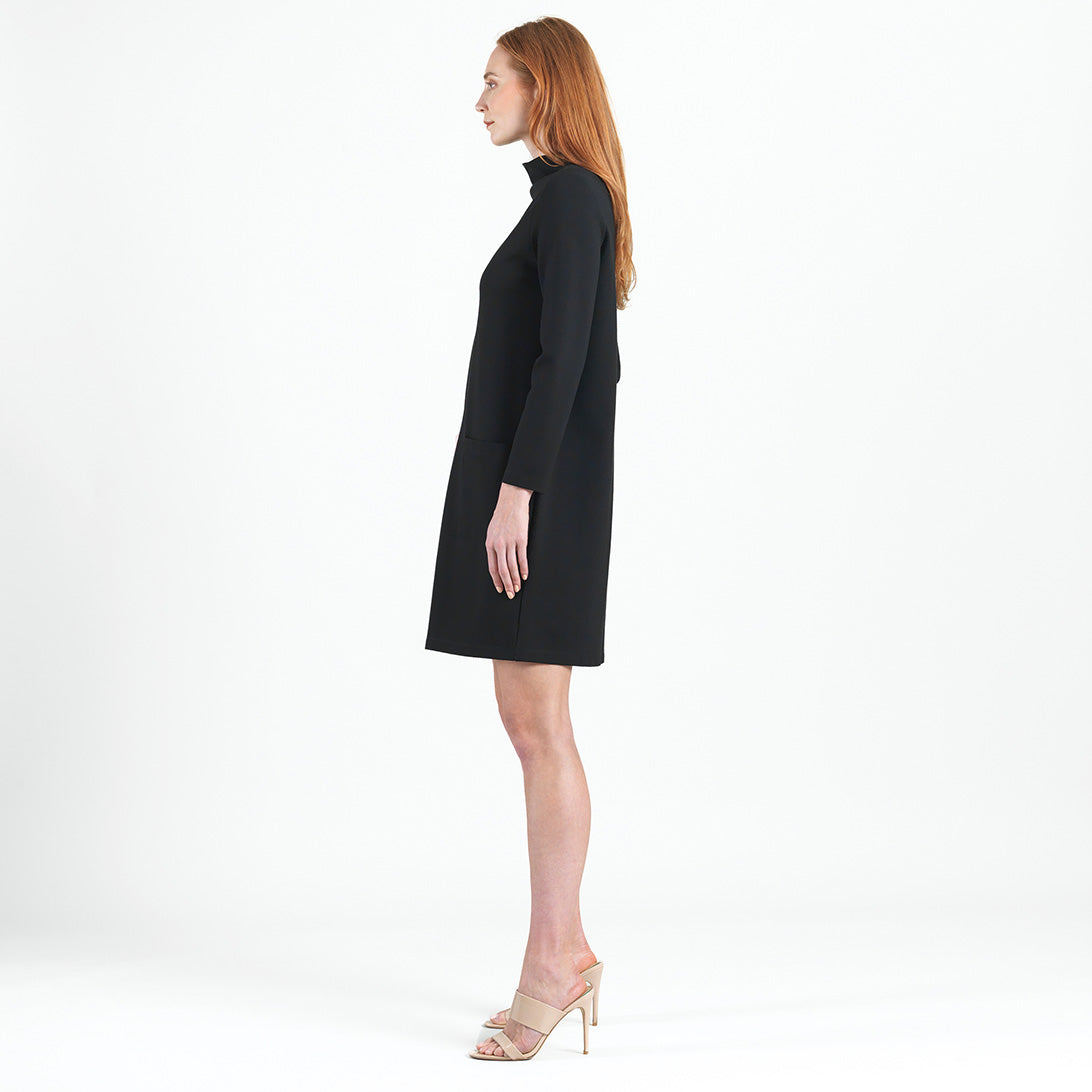 Clara Sunwoo Value - Ponte Knit - Funnel Neck Tunic Sweater Dress - Black - Final Sale!