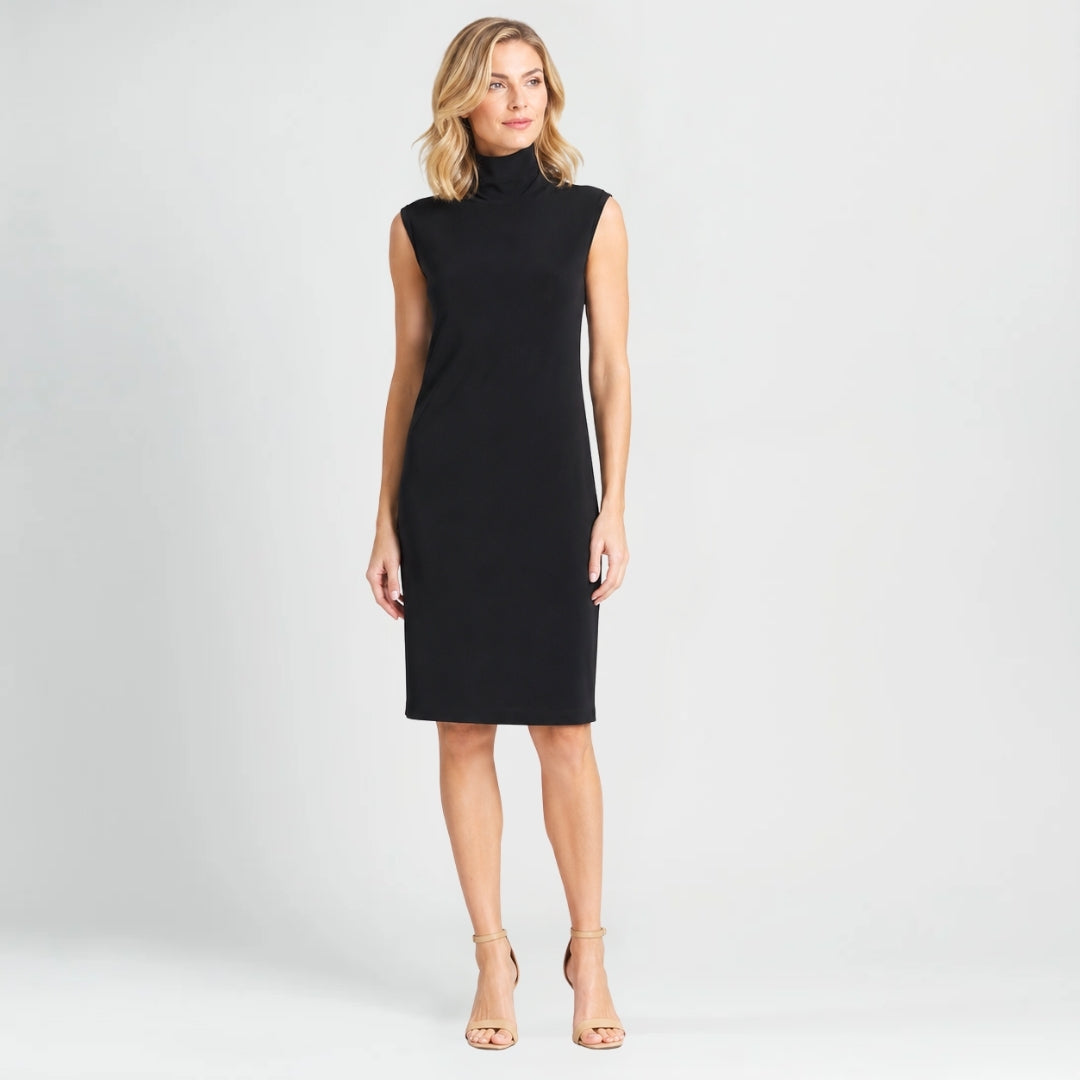 Clara Sunwoo Signature - Peach Knit - Mock Neck Midi Dress - Black - Final Sale!