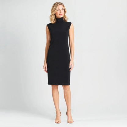 Clara Sunwoo Signature - Peach Knit - Mock Neck Midi Dress - Black - Final Sale!