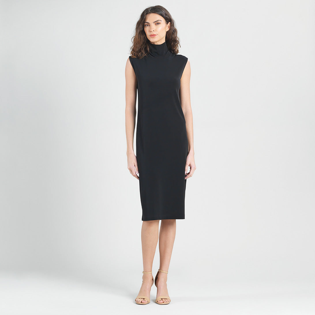 Clara Sunwoo Signature - Peach Knit - Mock Neck Midi Dress - Black - Final Sale!