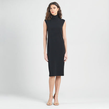 Clara Sunwoo Signature - Peach Knit - Mock Neck Midi Dress - Black - Final Sale!