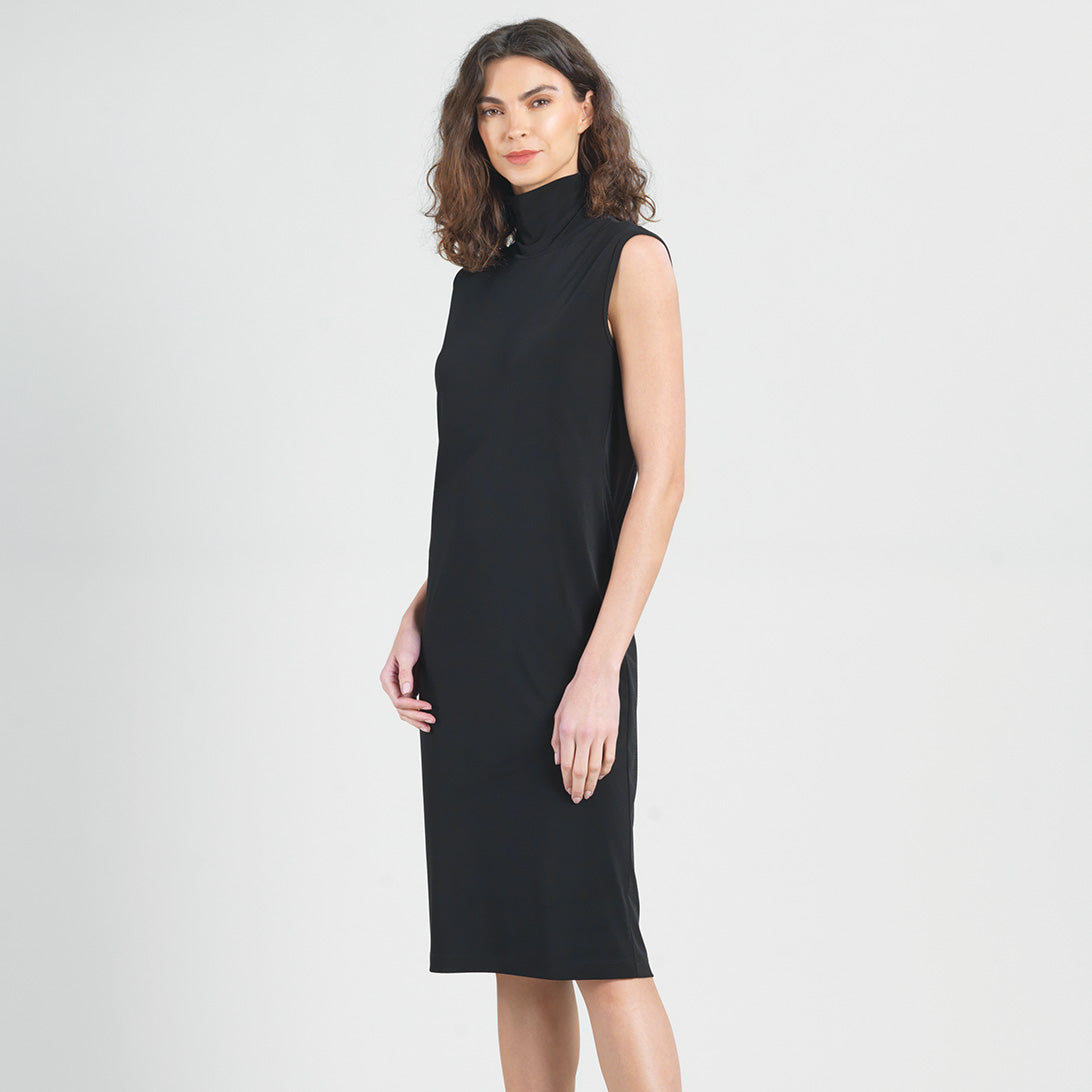 Clara Sunwoo Signature - Peach Knit - Mock Neck Midi Dress - Black - Final Sale!