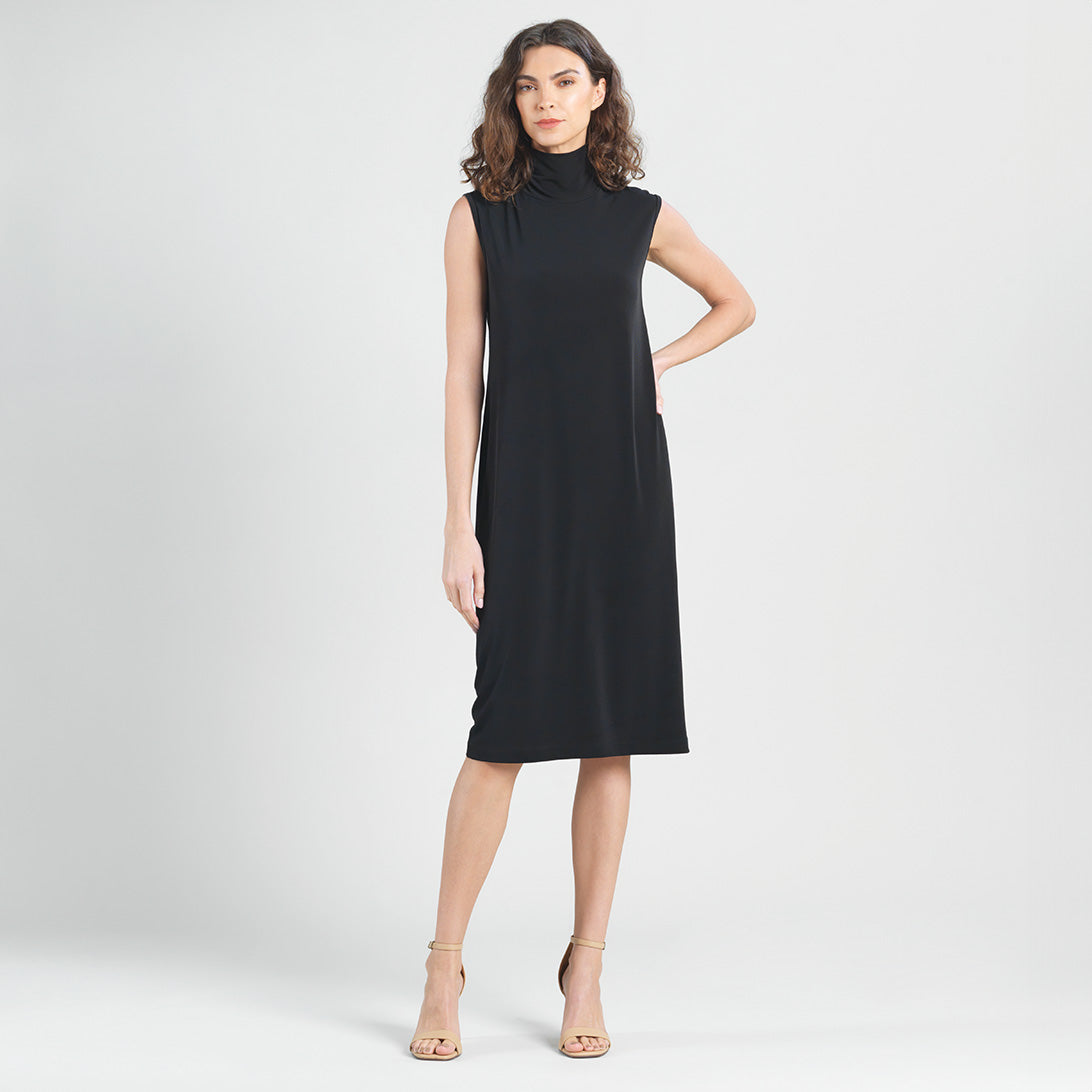 Clara Sunwoo Signature - Peach Knit - Mock Neck Midi Dress - Black - Final Sale!