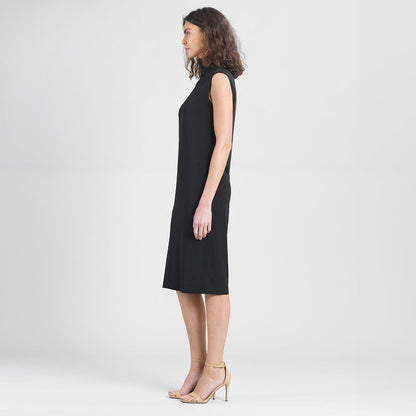 Clara Sunwoo Signature - Peach Knit - Mock Neck Midi Dress - Black - Final Sale!