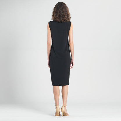 Clara Sunwoo Signature - Peach Knit - Mock Neck Midi Dress - Black - Final Sale!