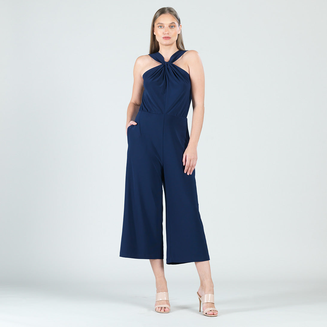 Clara Sunwoo Popular - Grecian Halter Pocket Jumpsuit - Navy - Final Sale!
