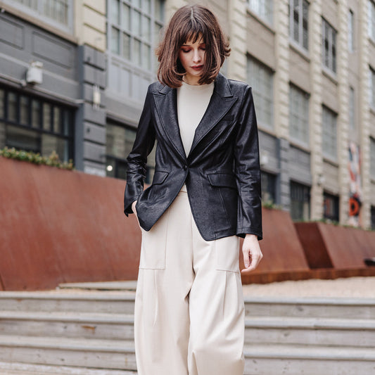 Clara Sunwoo Trending - Liquid Leather™ Signature Pocket Blazer - Black