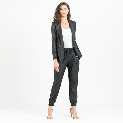 Clara Sunwoo Trending - Liquid Leather™ Signature Pocket Blazer - Black