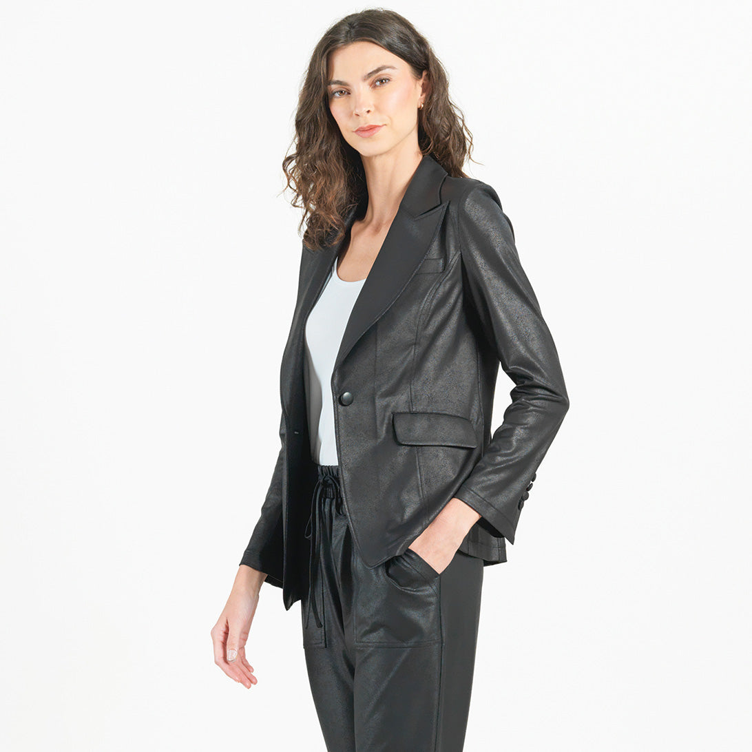 Clara Sunwoo Trending - Liquid Leather™ Signature Pocket Blazer - Black