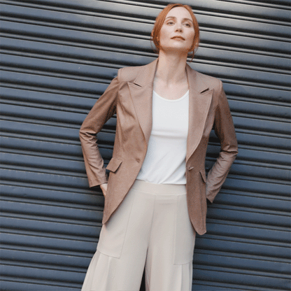 Clara Sunwoo Value - Liquid Leather™ Signature Pocket Blazer - Taupe