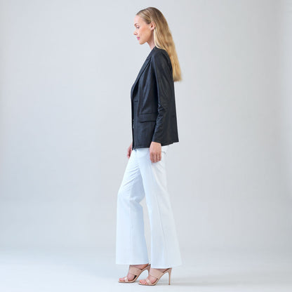 Clara Sunwoo Top Pick - Liquid Leather™ Double Breasted Blazer - Black - Final Sale