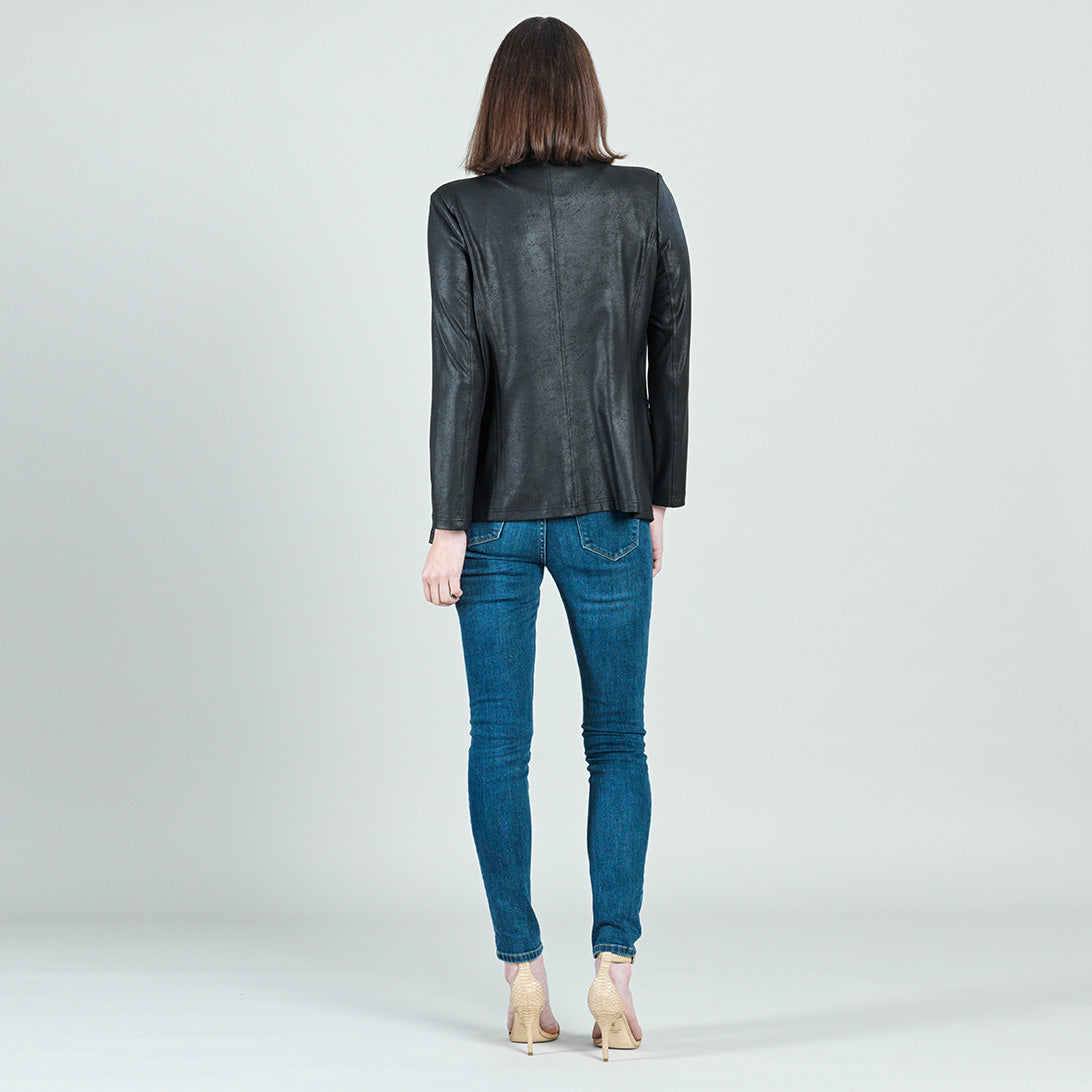 Clara Sunwoo Top Pick - Liquid Leather™ Double Breasted Blazer - Black - Final Sale